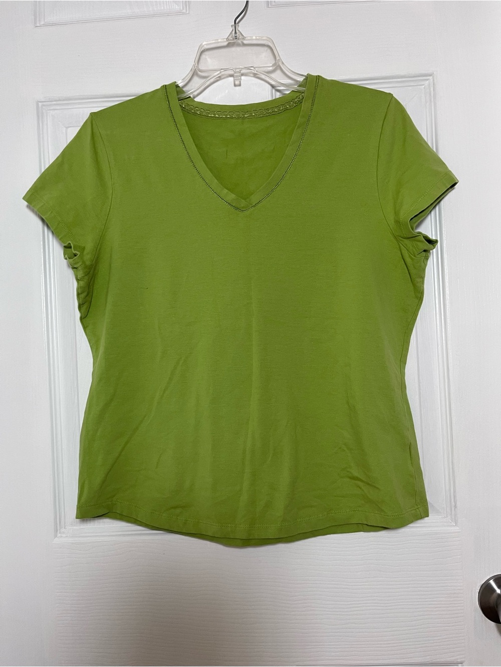 Women’s V-Neck Short Sleeve Tee in Chartreuse Green